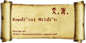 Kopácsi Milán névjegykártya