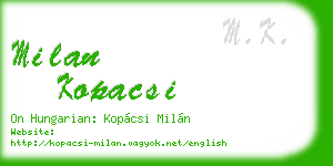 milan kopacsi business card