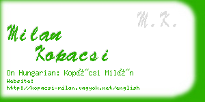 milan kopacsi business card